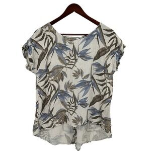 Terzo Millennio 100% Linen Women's Top Floral Size L Made in Italy